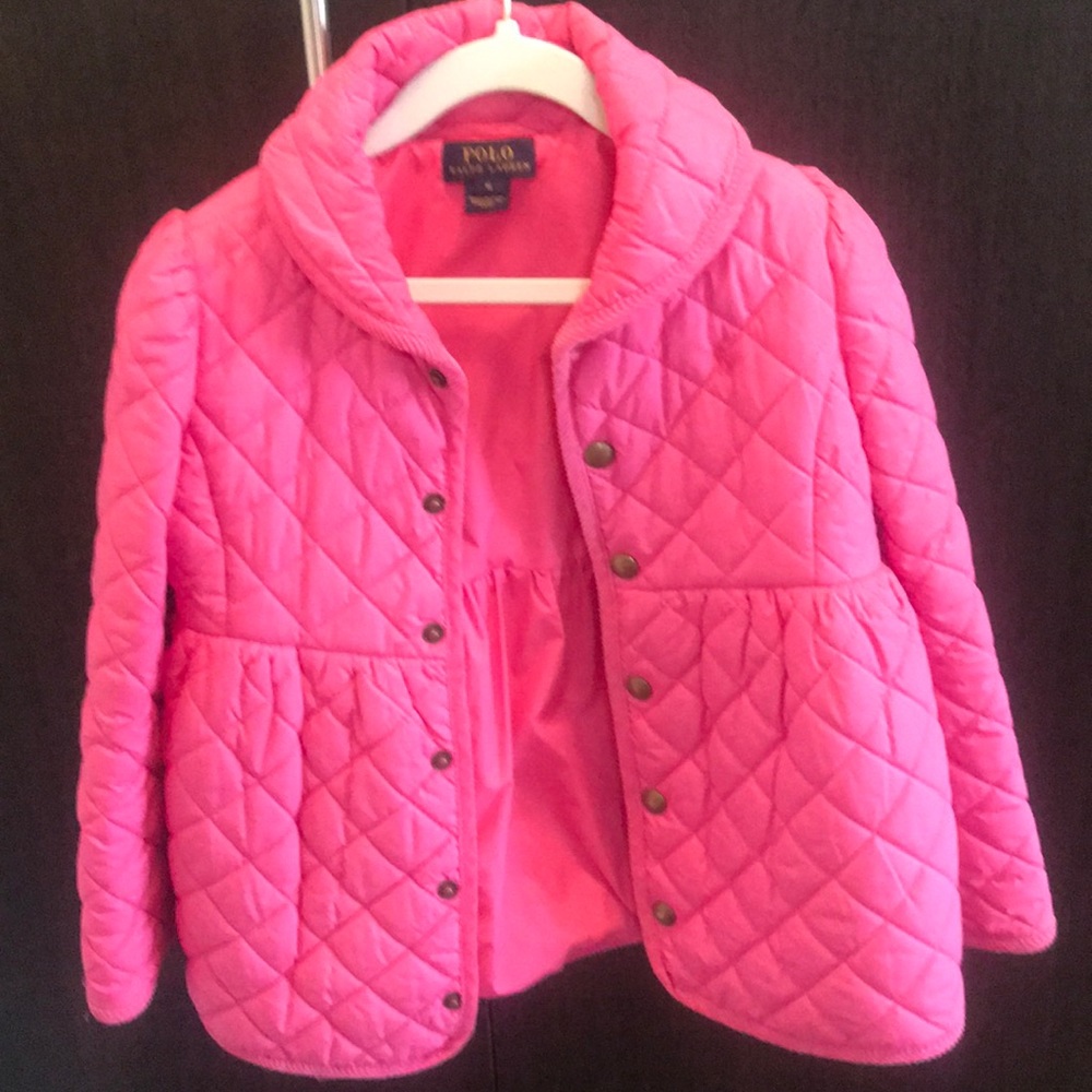 Polo Ralph Lauren girls pink quilted jacket.